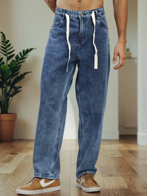 Shein Full Length Fixed Waist Stone Wash Jeans