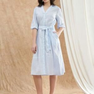 Globus Women Blue Collared Neck Puff Sleeves