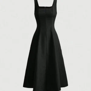 Scoop Neck Retro Style Midi