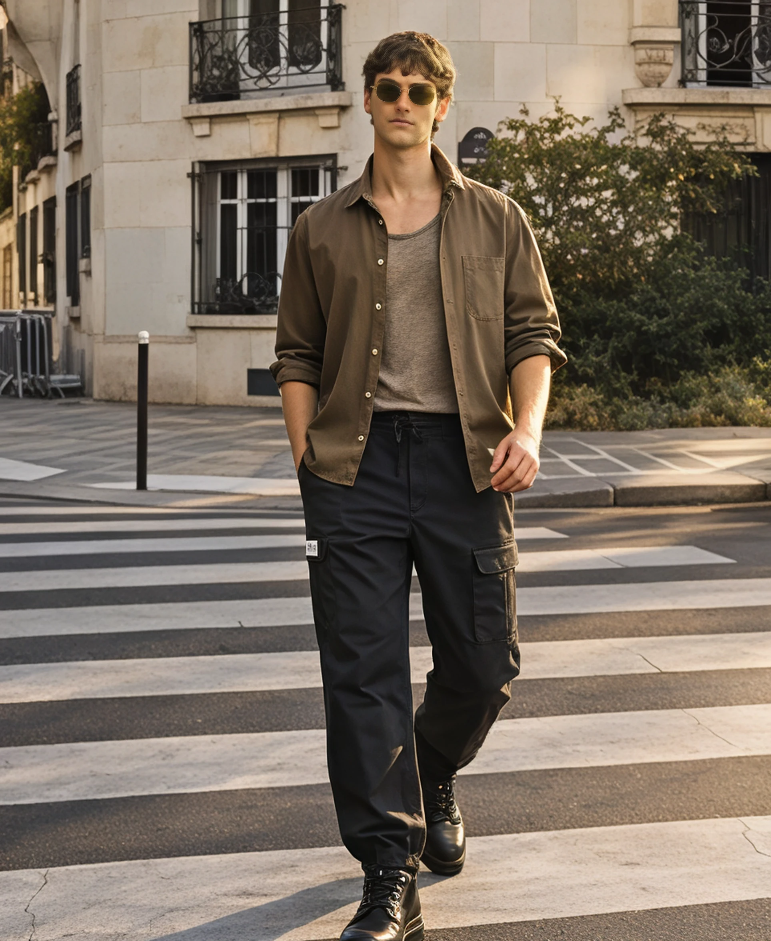 Men's Black Regular Fit Solid