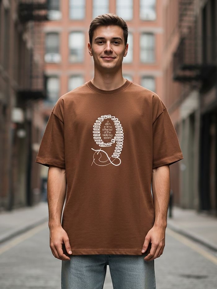 Brown Stitch In Time T-shirt - Image 2
