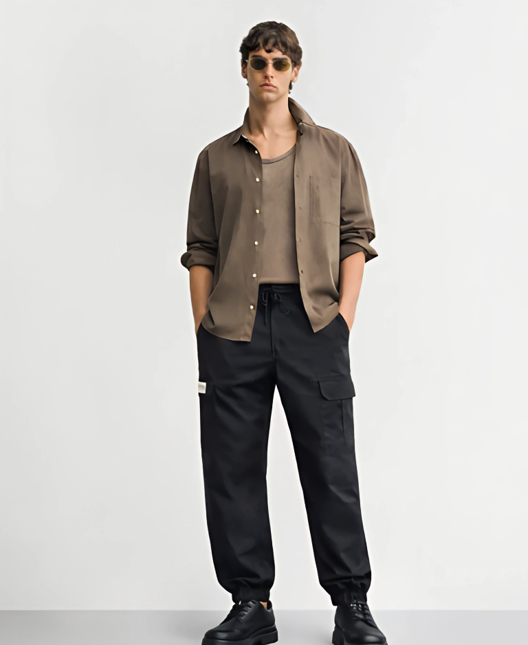 Men's Black Regular Fit Solid - Image 2