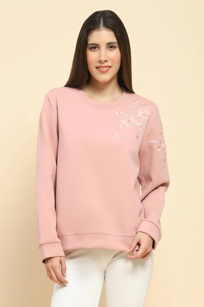 Pink Embroidered Sweatshirt