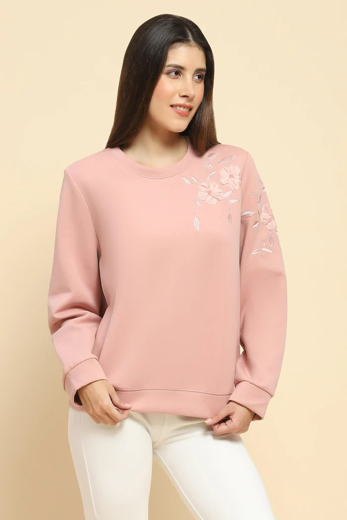 Pink Embroidered Sweatshirt - Image 3