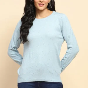 Sky Blue Viscose Blend Pullover