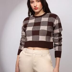 Globus women brown round neck long sleeves