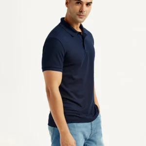 Men's Solid Navy Blue Polo T-Shirt