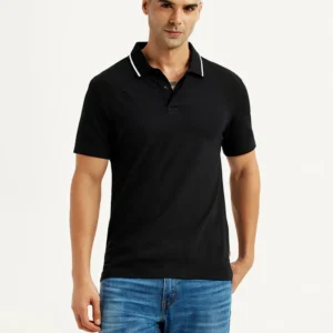 Men's Solid Black Polo T-Shirt