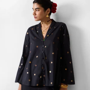 Tangier Top - Black & Gold Printed