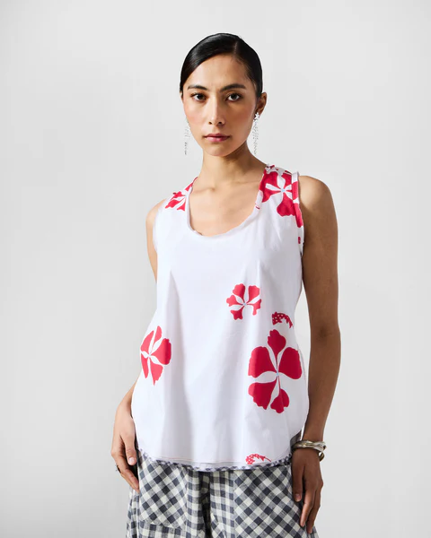 Kiva Top - White & Red Printed - Image 2