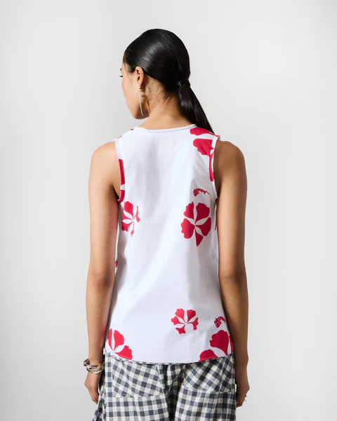 Kiva Top - White & Red Printed - Image 3