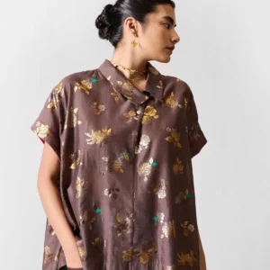 Camber Top - Chocolate Brown & Gold