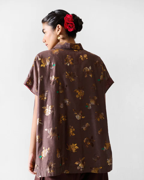 Camber Top - Chocolate Brown & Gold - Image 2