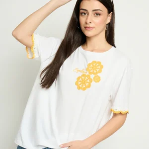 Embroidered White Cotton
