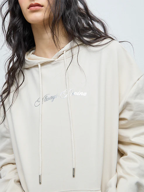 Nuon Light Beige Printed Hoodie - Image 3