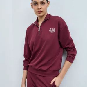 Burgundy Embroidered Quarter-Zip